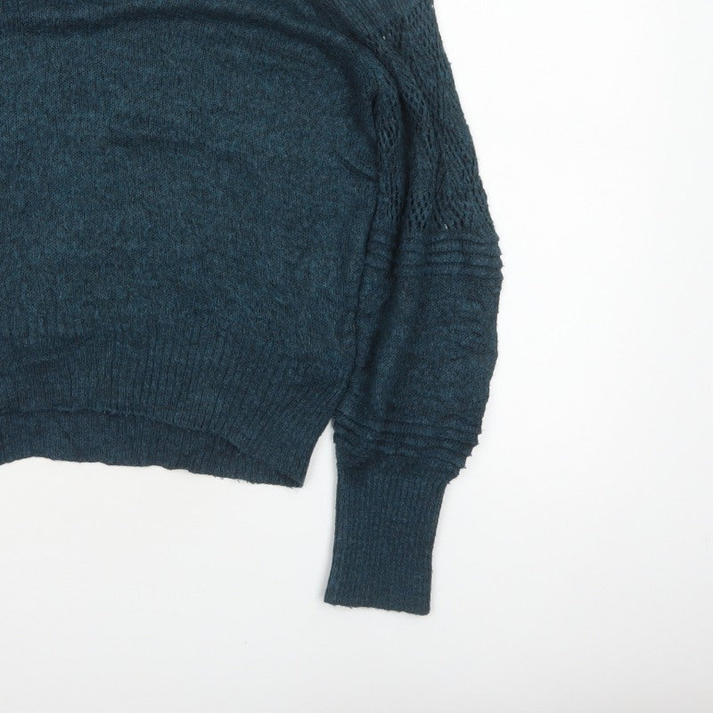 Next Women’s Green Size 14 Open Knit Raglan Sleeve Pullover Jumper