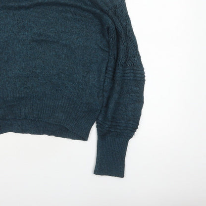 Next Women’s Green Size 14 Open Knit Raglan Sleeve Pullover Jumper