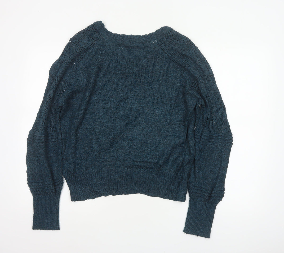 Next Women’s Green Size 14 Open Knit Raglan Sleeve Pullover Jumper