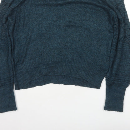 Next Women’s Green Size 14 Open Knit Raglan Sleeve Pullover Jumper