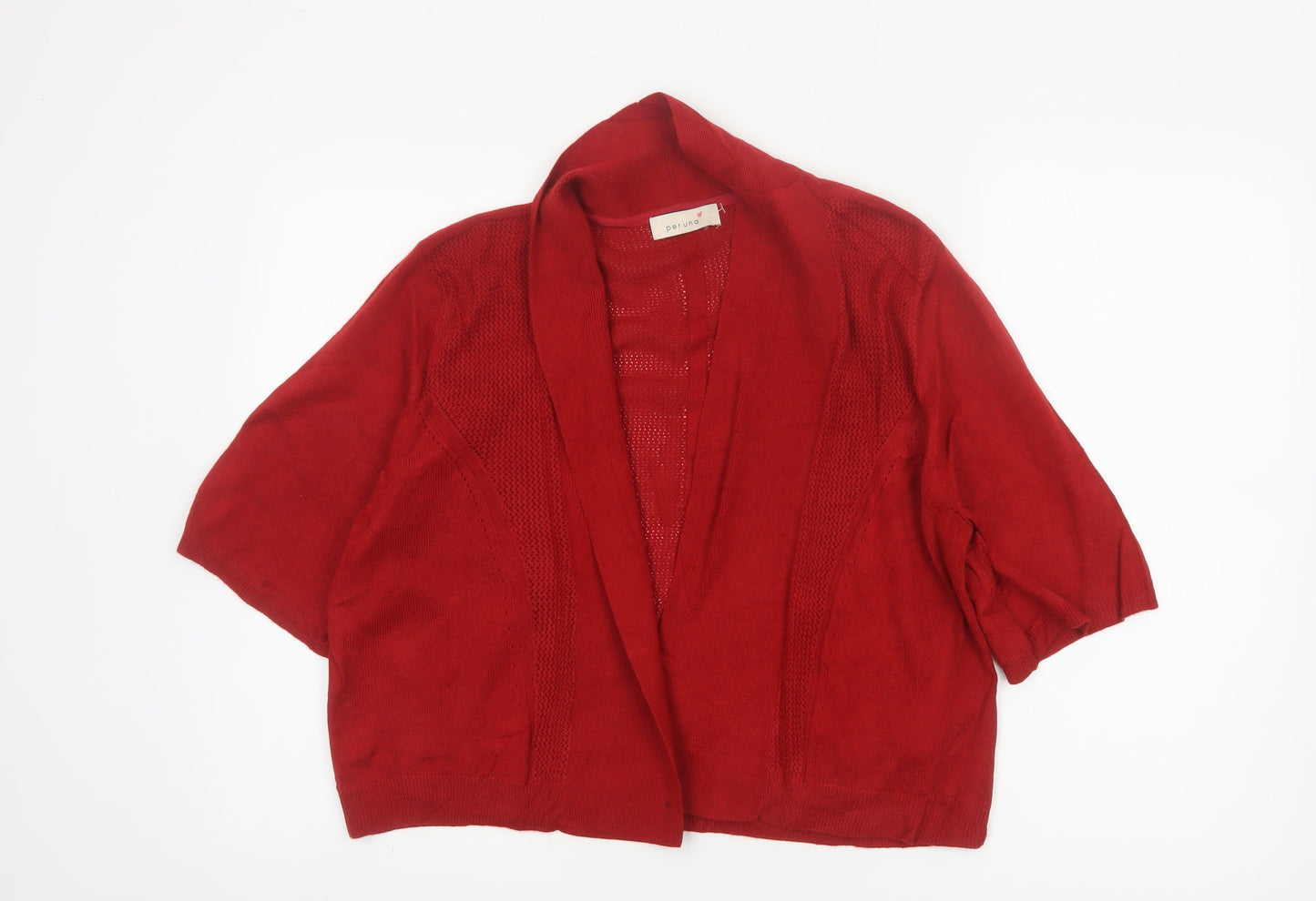 Per Una Women Red UK 18 Open Knit 3/4 Sleeve Cardigan