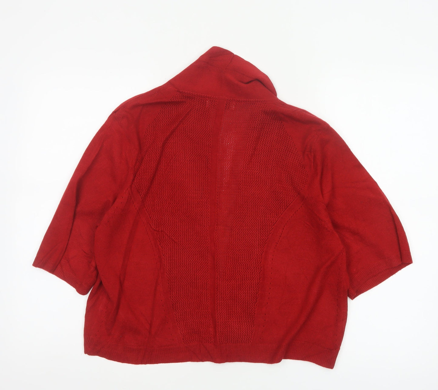 Per Una Women Red UK 18 Open Knit 3/4 Sleeve Cardigan