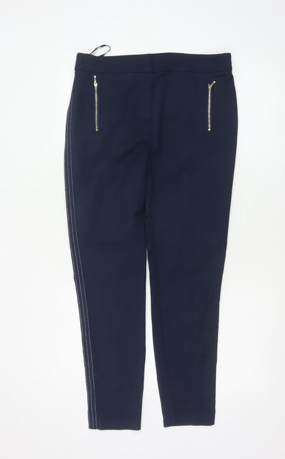 Next Women’s Blue UK 10 Regular Tapered Trousers Zip Pockets