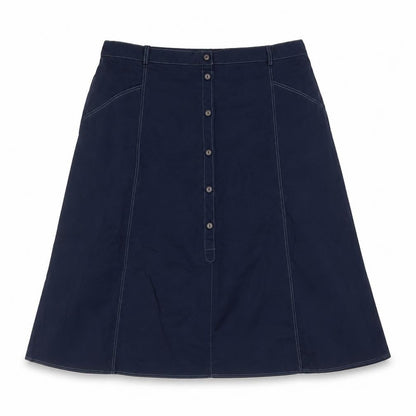 Country Collection Women’s Navy UK 20 Long A-Line Cotton Button Skirt