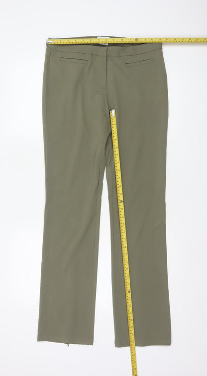 Weekday Women’s Green UK 12 Slim Straight Tailored Ankle Zip Trousers