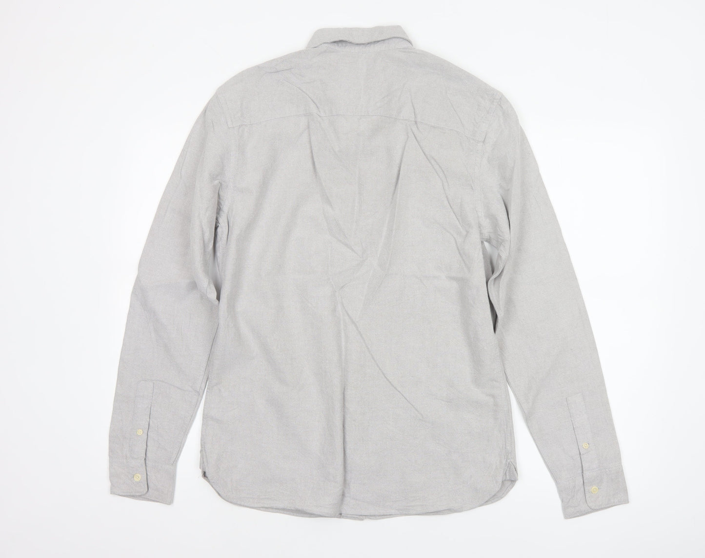 AllSaints Men Grey Small Cotton Long Sleeve Button-Up Casual Shirt