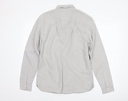 AllSaints Men Grey Small Cotton Long Sleeve Button-Up Casual Shirt