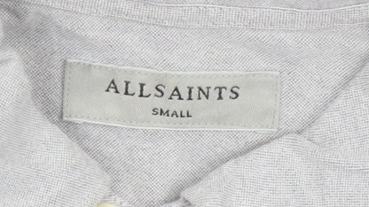 AllSaints Men Grey Small Cotton Long Sleeve Button-Up Casual Shirt