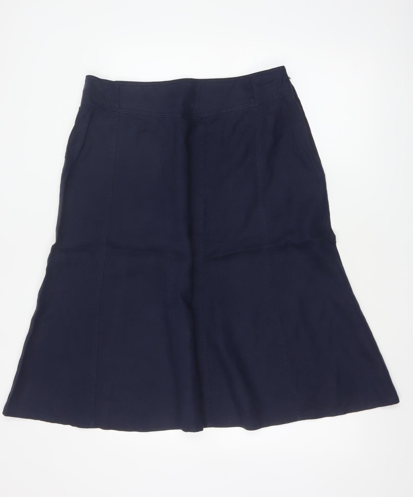 Marks and Spencer Women Blue UK 16 Linen A-Line Midi Skirt