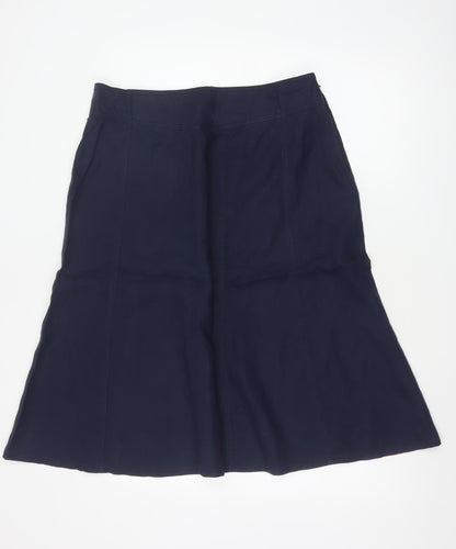 Marks and Spencer Women Blue UK 16 Linen A-Line Midi Skirt