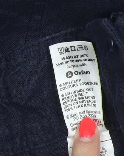 Marks and Spencer Women Blue UK 16 Linen A-Line Midi Skirt