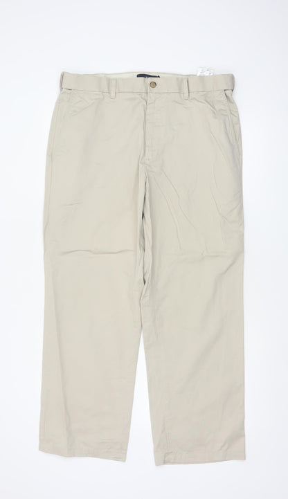 Blue Harbour Men’s Beige 36W 29L Cotton Straight Chino Trousers