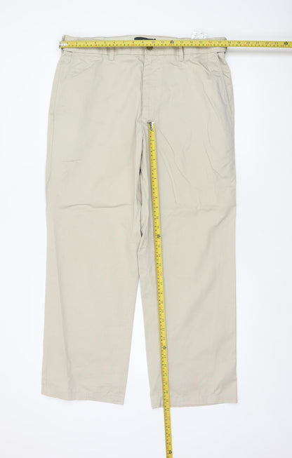 Blue Harbour Men’s Beige 36W 29L Cotton Straight Chino Trousers
