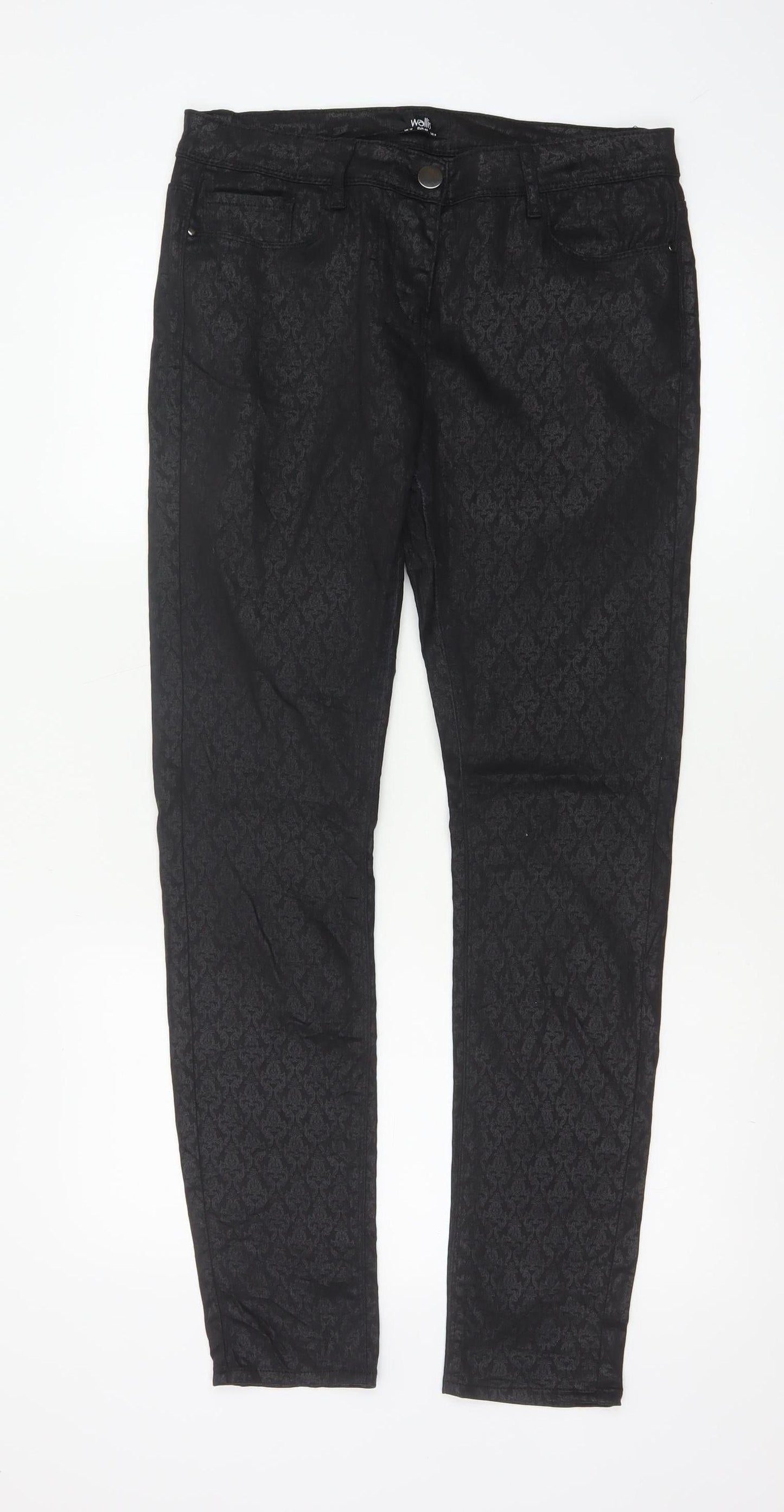 Wallis Women’s Black Floral Jacquard Skinny Jeggings UK 12
