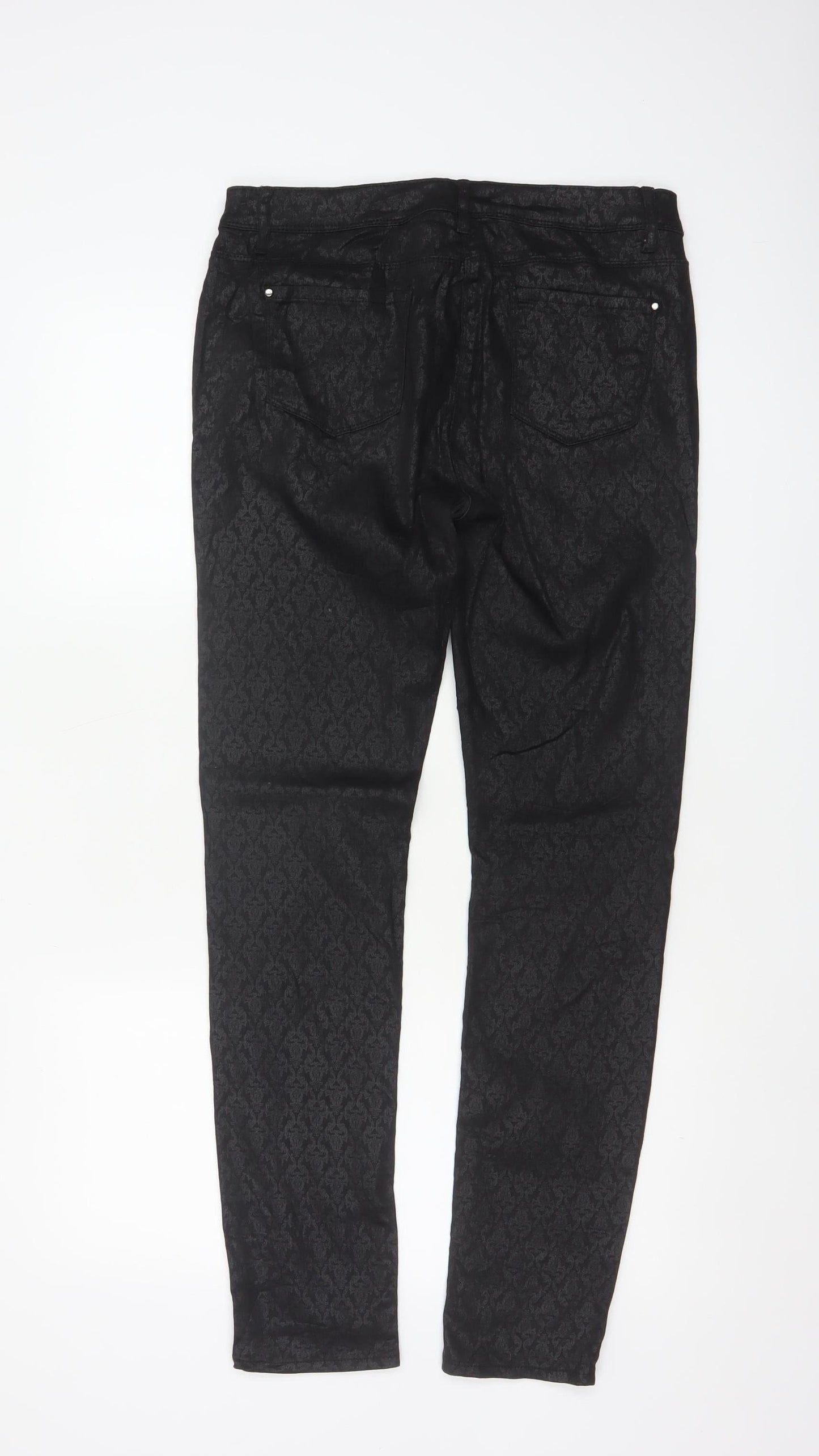 Wallis Women’s Black Floral Jacquard Skinny Jeggings UK 12