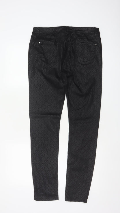 Wallis Women’s Black Floral Jacquard Skinny Jeggings UK 12