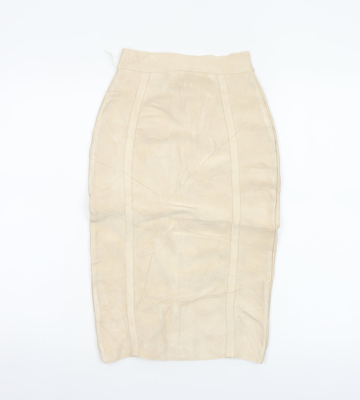 House of CB London Women Beige S Bandage Pencil Knee Length Skirt