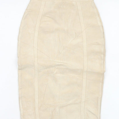 House of CB London Women Beige S Bandage Pencil Knee Length Skirt