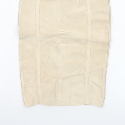 House of CB London Women Beige S Bandage Pencil Knee Length Skirt