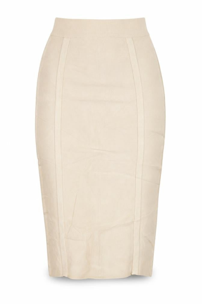 House of CB London Women Beige S Bandage Pencil Knee Length Skirt
