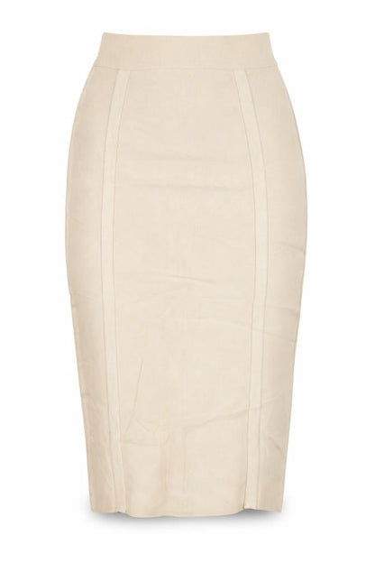 House of CB London Women Beige S Bandage Pencil Knee Length Skirt