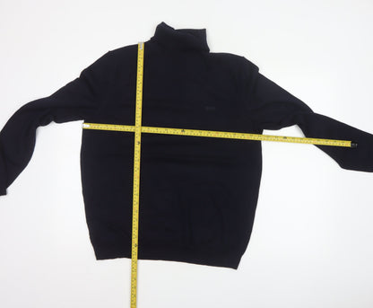 BOSS Men’s Black XL Roll Neck Cotton Pocket Pullover Jumper