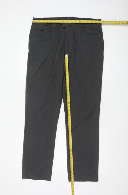 Next Men’s Grey 34R Dress Trousers Flat Front Smart Work Formal