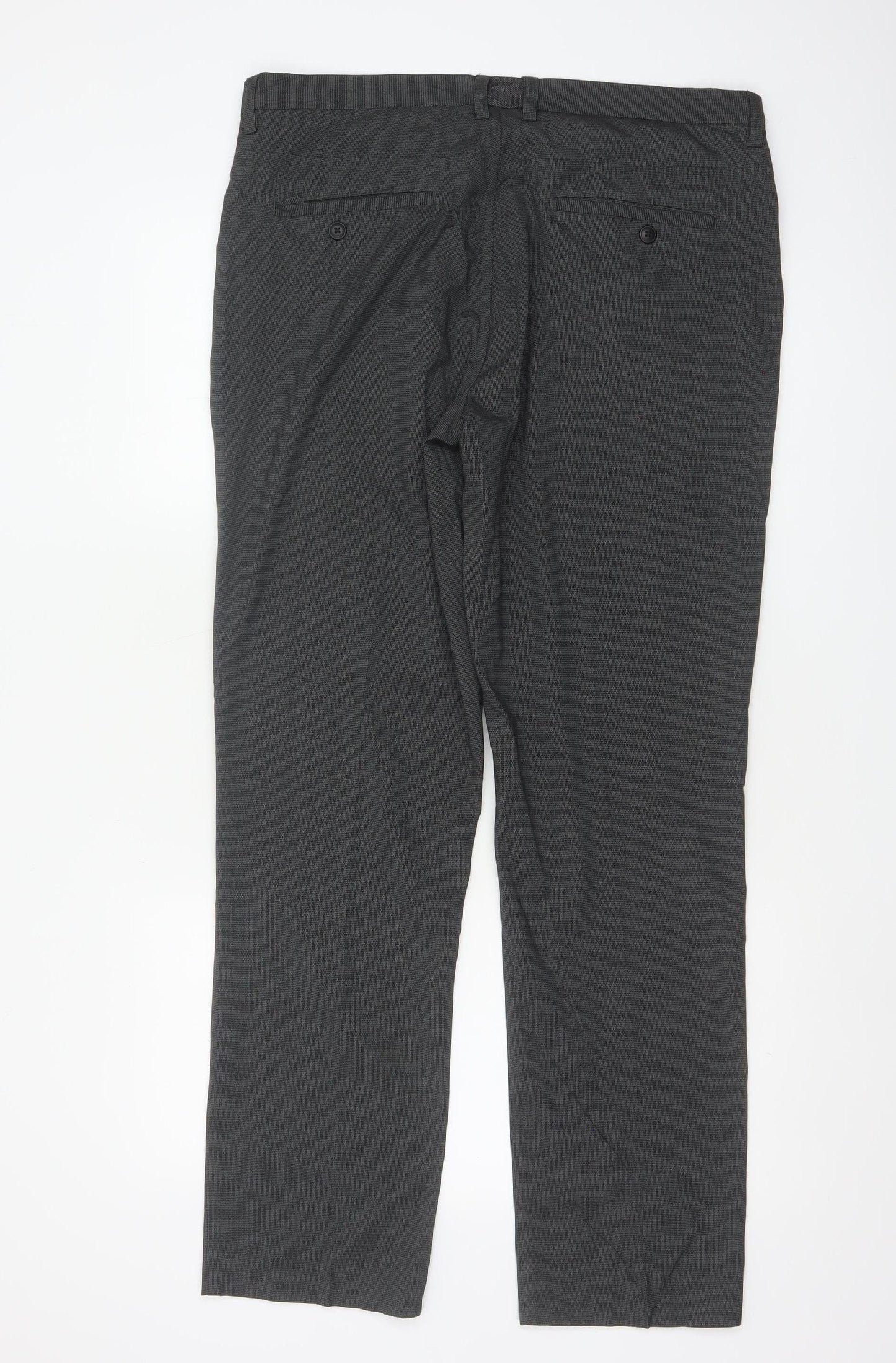 Next Men’s Grey 34R Dress Trousers Flat Front Smart Work Formal