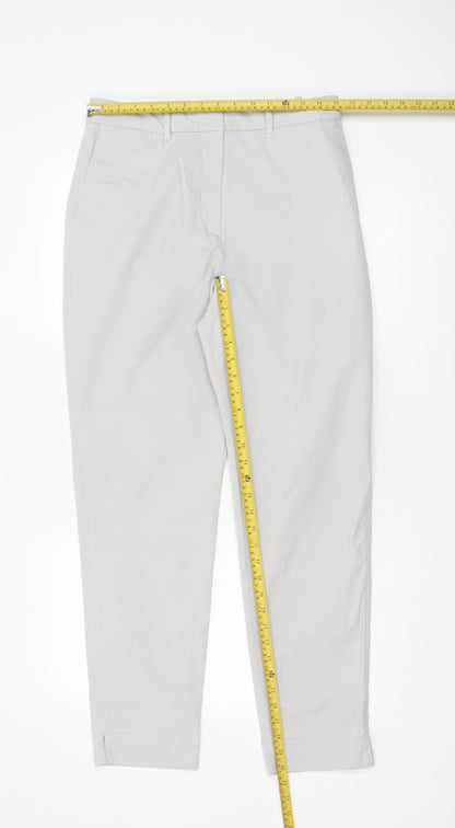 Marks and Spencer Women Grey UK 12 Long Tapered Chino Trousers