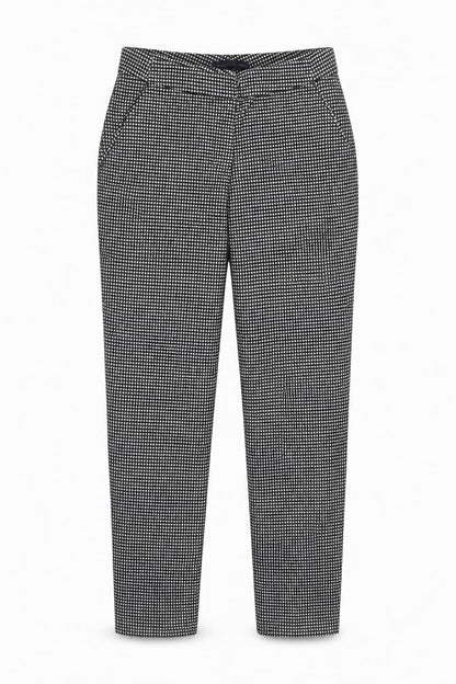 Marks & Spencer Women Black White Geometric Tapered Trousers UK 8