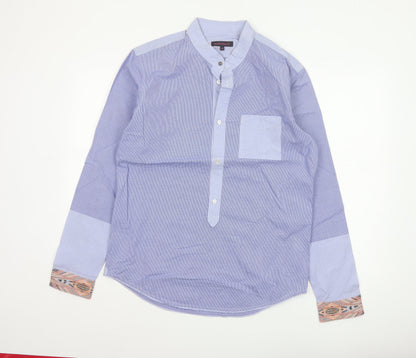 Matthew Williamson Men’s Blue Check Cotton Shirt Size 38 Aztec Trim