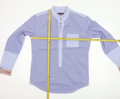 Matthew Williamson Men’s Blue Check Cotton Shirt Size 38 Aztec Trim