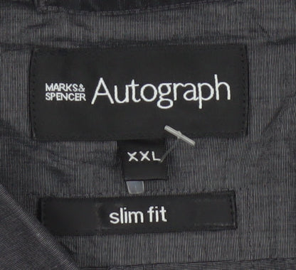 Marks and Spencer Men’s Grey 2XL Slim Fit Cotton Utility Shirt