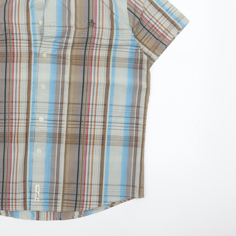Original Penguin Men's Multicoloured L Plaid Short Sleeve Button-Up Shirt