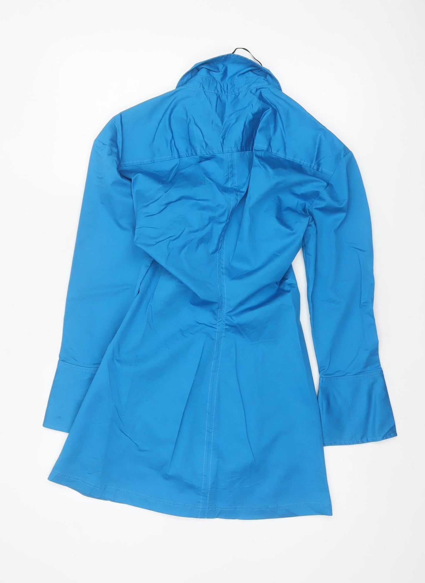 Zara Women Blue M Shirt Dress Collared Button Front Flared Cuff NWT