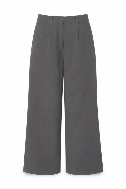 PrettyLittleThing Women Grey UK 4 Wide-Leg High Rise Smart Trousers