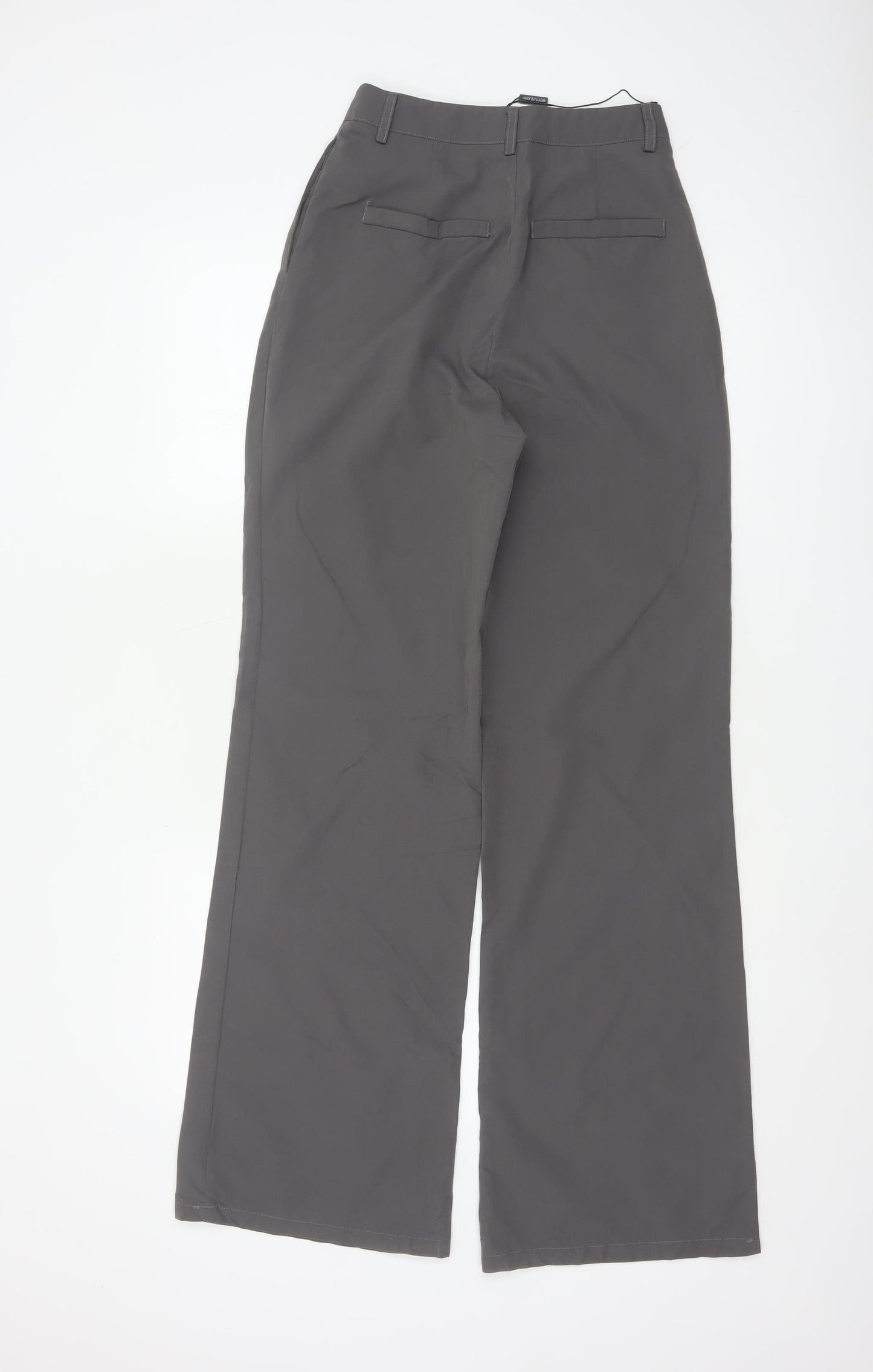 PrettyLittleThing Women Grey UK 4 Wide-Leg High Rise Smart Trousers