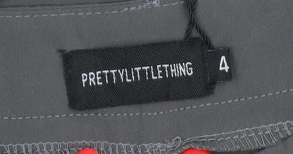 PrettyLittleThing Women Grey UK 4 Wide-Leg High Rise Smart Trousers