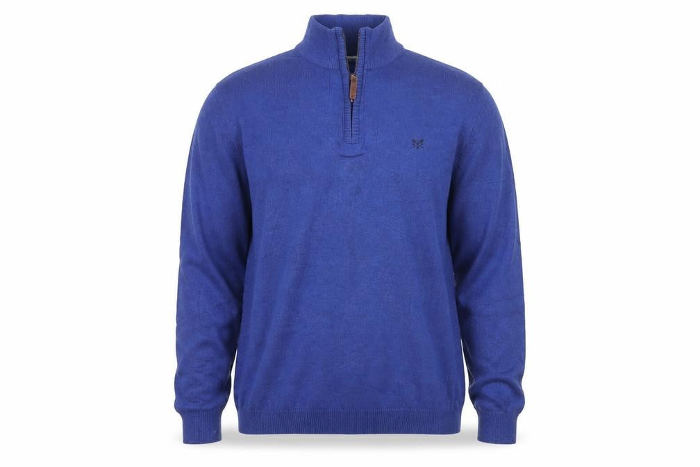 Crew Clothing Company Men Blue 2XL 1/2 Zip Cotton Cashmere Jumper
