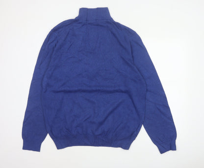 Crew Clothing Company Men Blue 2XL 1/2 Zip Cotton Cashmere Jumper