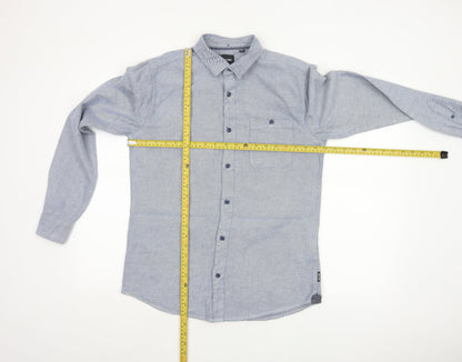 Only & Sons Mens Blue Striped Slim Fit Cotton Long Sleeve Shirt M