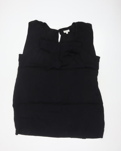 Monsoon Women Black XL Sheath Ruffle Keyhole Knee Length Dress