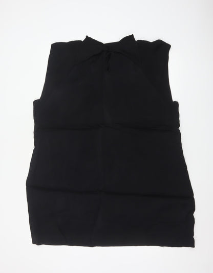 Monsoon Women Black XL Sheath Ruffle Keyhole Knee Length Dress