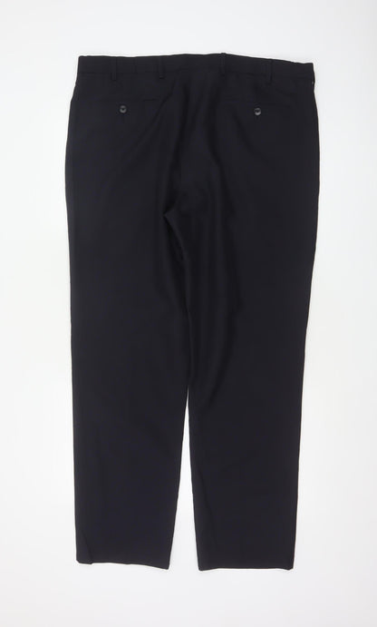 Marks & Spencer Men Blue 40in Regular Fit Straight Dress Trousers