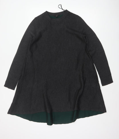 COS Women Grey Wool Blend A-Line Layered Knit Dress Size S