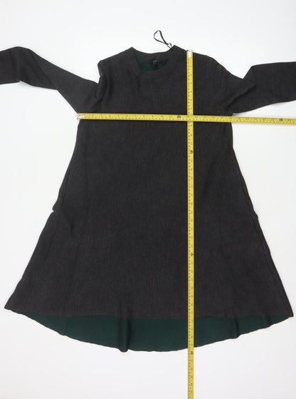 COS Women Grey Wool Blend A-Line Layered Knit Dress Size S