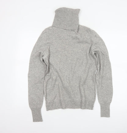 Jaeger Women’s Grey M Wool Cashmere Roll Neck Knit Pullover Jumper