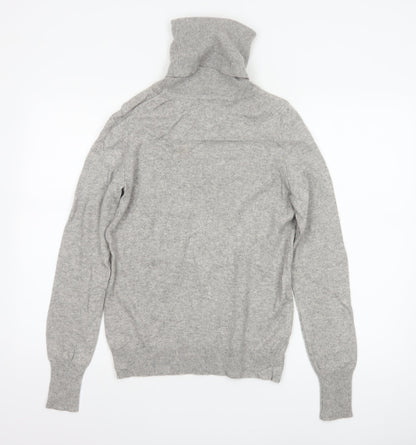 Jaeger Women’s Grey M Wool Cashmere Roll Neck Knit Pullover Jumper