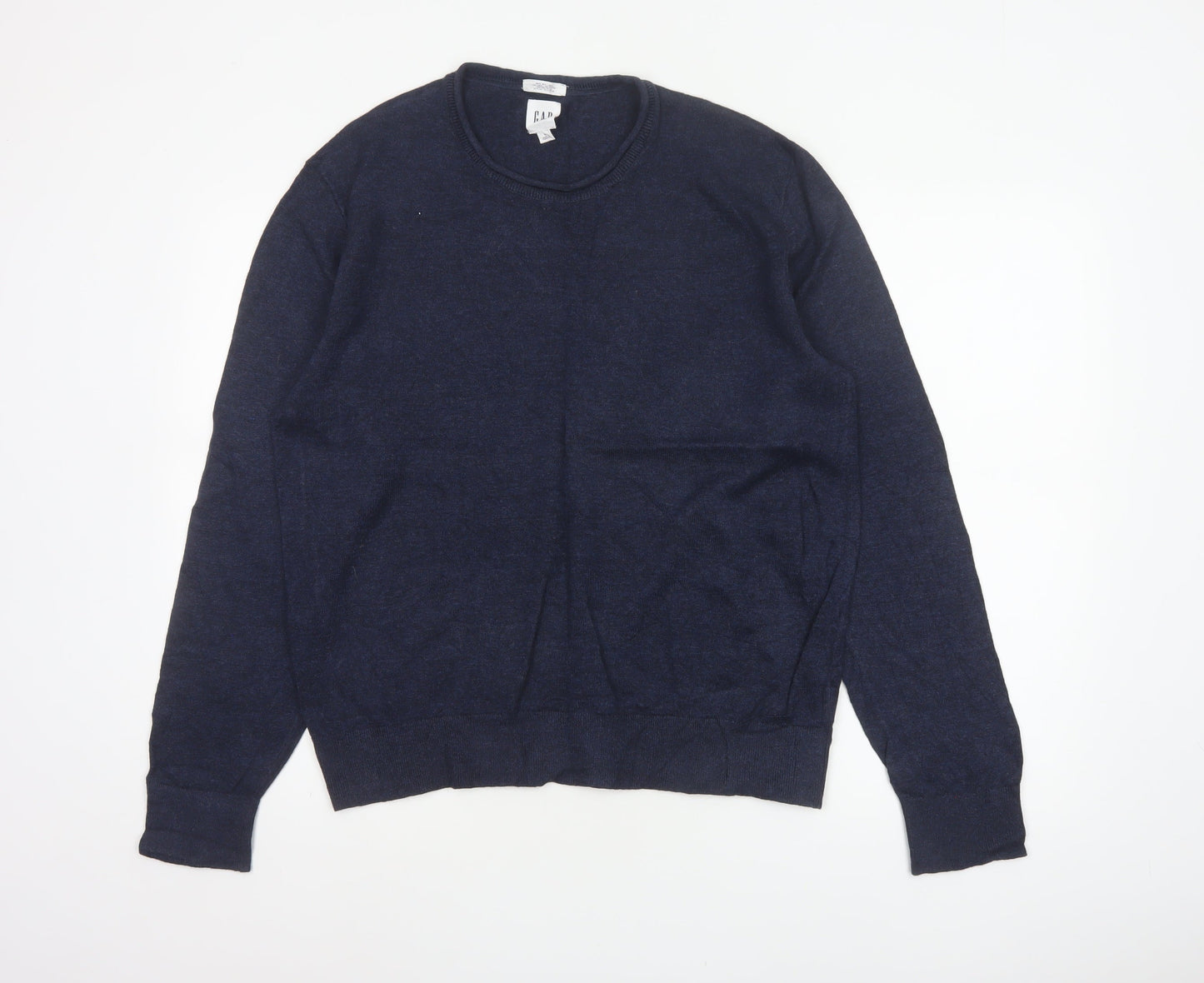 GAP Men’s Blue M Linen Crew Neck Pullover Lightweight Jumper