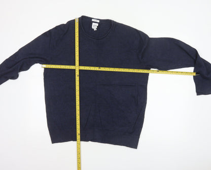 GAP Men’s Blue M Linen Crew Neck Pullover Lightweight Jumper